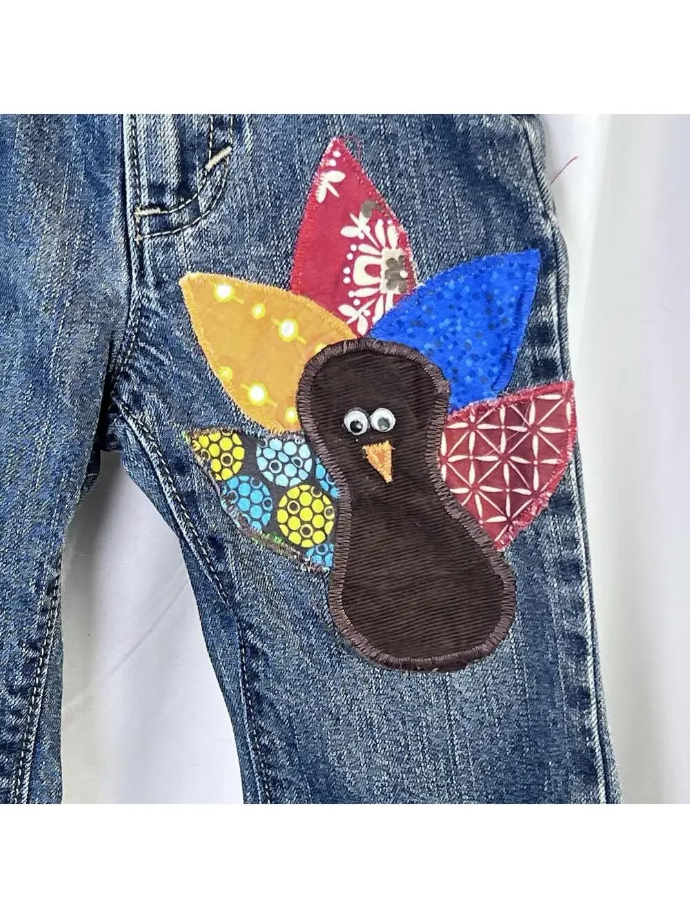 Old Navy Jeans, Unisex Size 12-18 Months, Blue, Denim, Embroidered Turkey, Fall